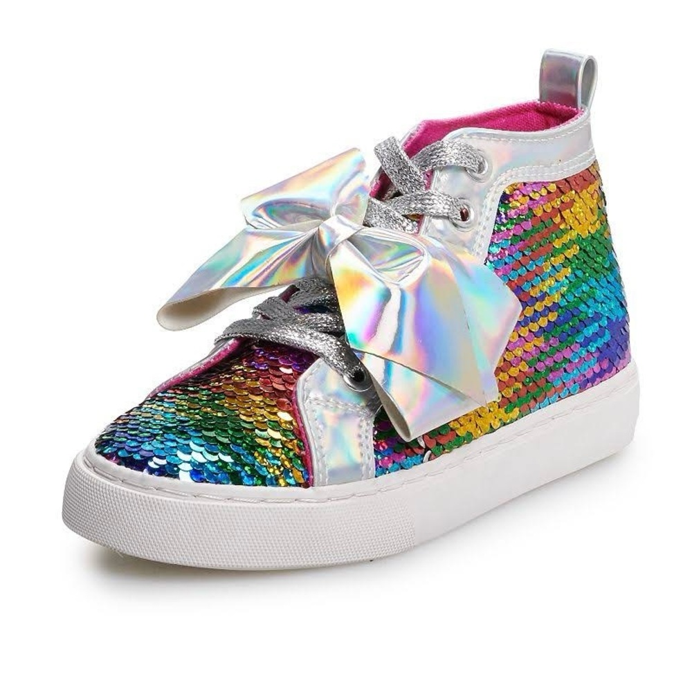5/$25 JoJo Siwa Rainbow Sequin Shoes with Silver Bows